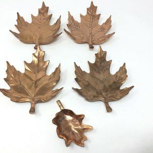 Lot of 4 Design Ideas Footed Copper Leaf & Dish